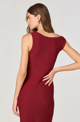 Off Shoulder Ribbed Knit Midi Dress